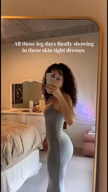 Lyna Shows Off Her Legs in a Skin-Tight Dress